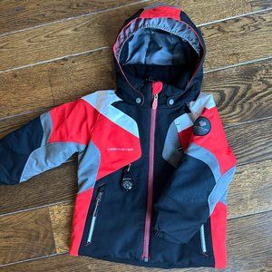 Obermeyer Kids Super G Jacket, Red/Black/Gray/White, Size 3T